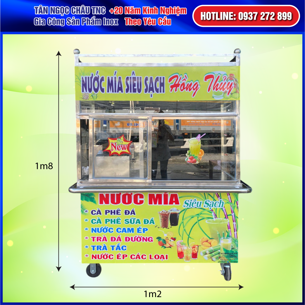 Xe Nước Mía Liên Kim Cương Motor 800W 1m2 - Rulo Ép Siêu Khỏe